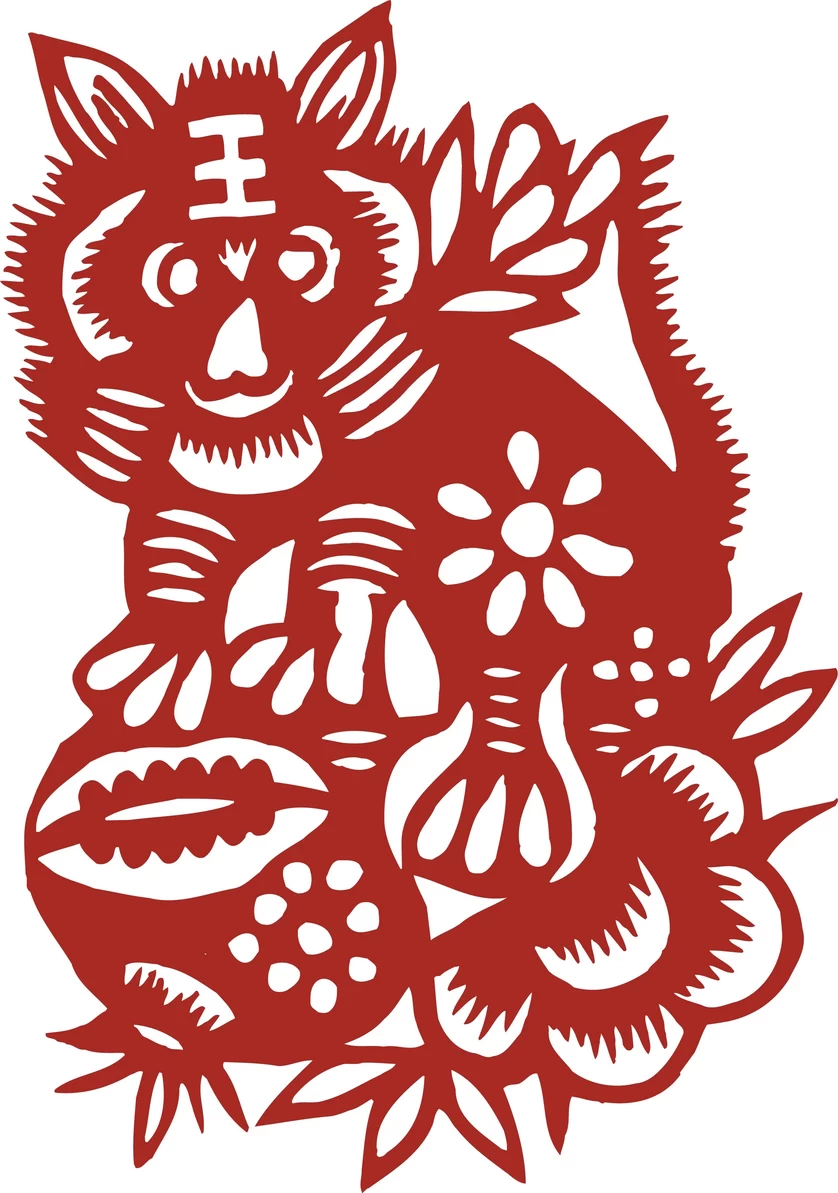中国风中式传统喜庆民俗人物动物窗花剪纸插画边框AI矢量PNG素材【803】